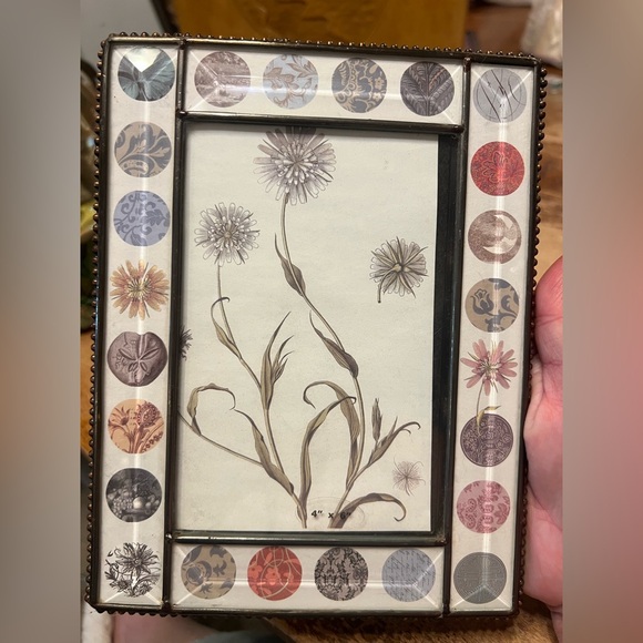 Fringe Studio Beveled Glass 4 x 6 Photo Picture 6.5x8.5 Frame Vintage Florals - Picture 3 of 6